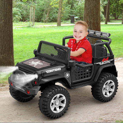 12V Kids Ride On Jeep Car with LED Lights and Safety Belt - Perfect Gift for Boys and Girls