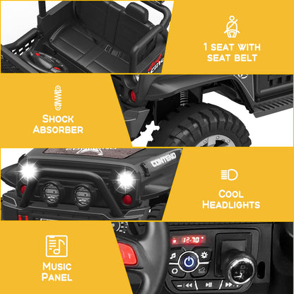 Electric Ride-On Car for Kids with LED Lights, MP3 Player, and Remote Control - 2 Seats, 12V