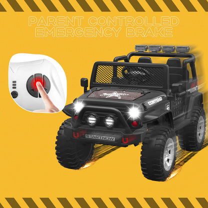 12V Electric Jeep Toy Car for Kids with LED Lights, MP3 Player, and Remote Control - Perfect Gift for Boys and Girls