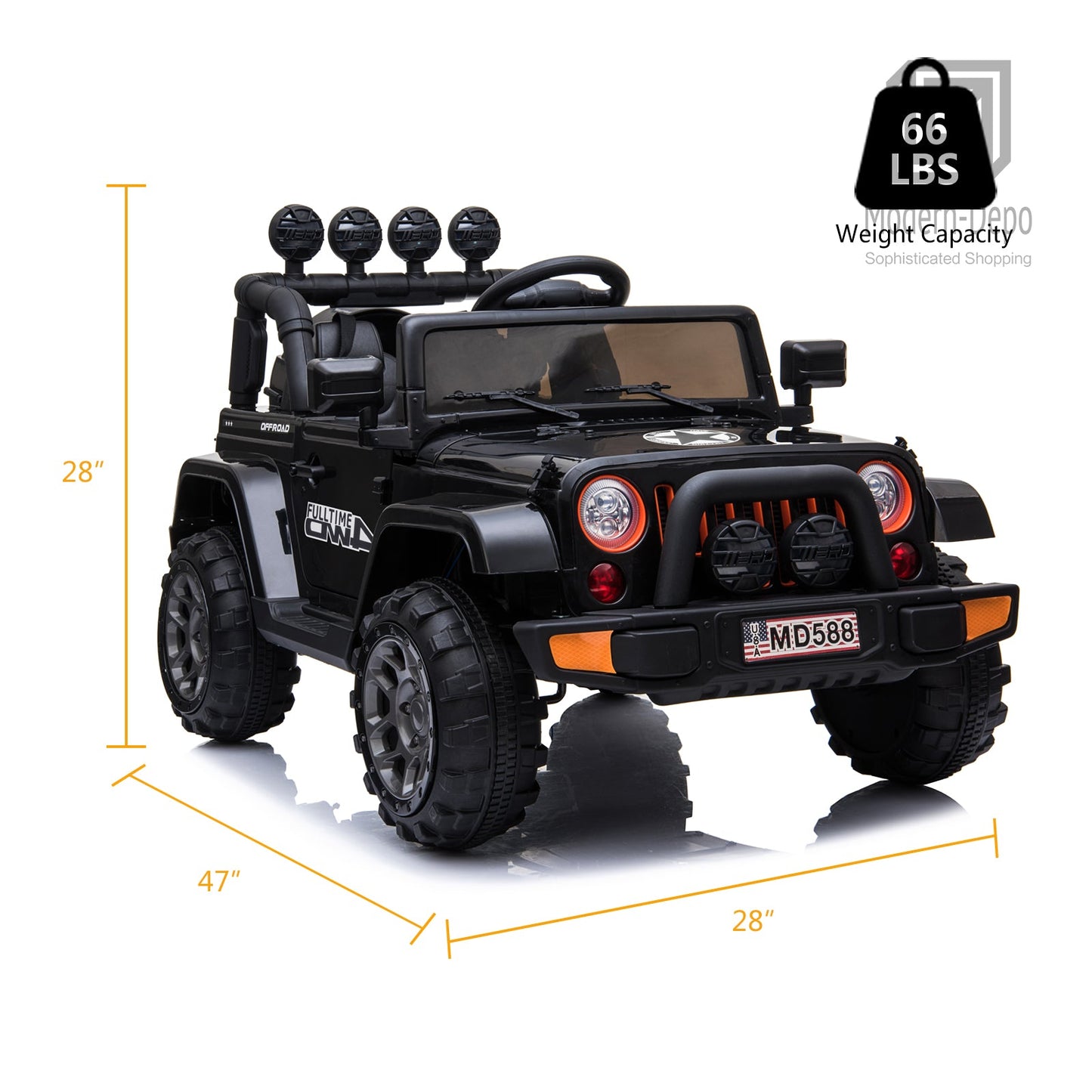 Jeep Kids Ride On Car with Parent Remote Control, Customizable Stickers, and LED Lights - 12V