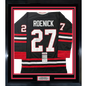 Framed Autographed/Signed Jeremy Roenick 35x39 Chicago Black Hockey Jersey JSA COA
