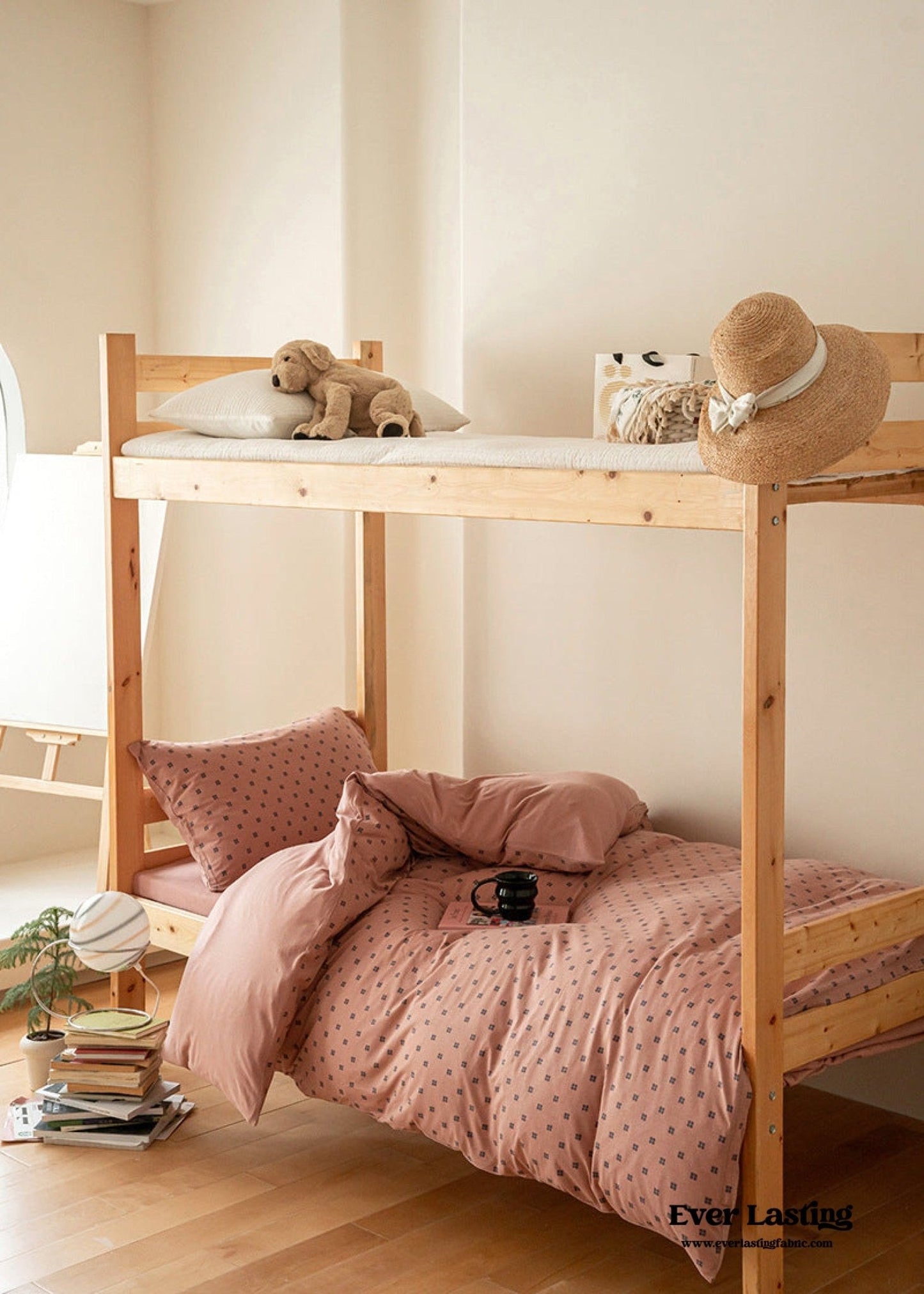 Jersey Knit Boho Twin Dorm Bedding Set / Beige Nude