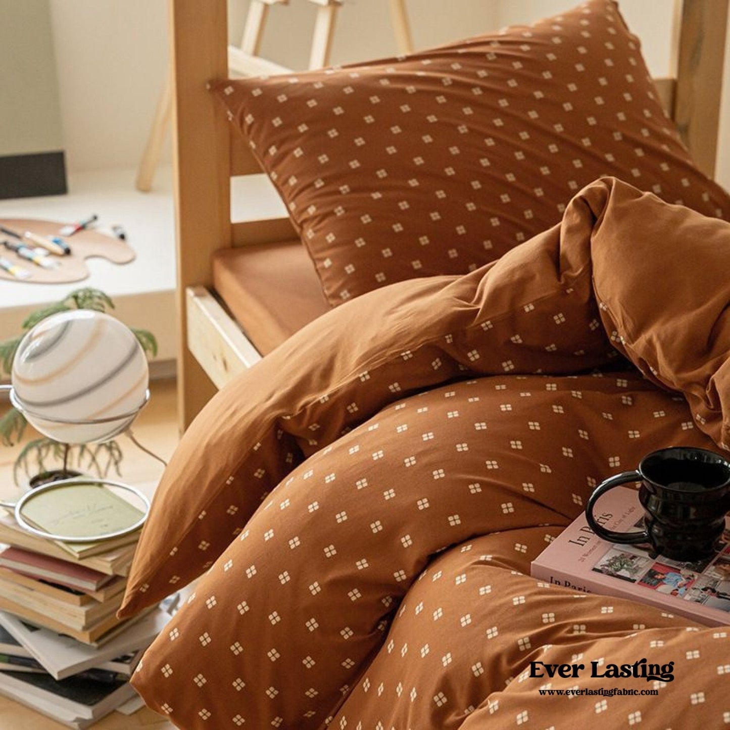 Jersey Knit Boho Twin Dorm Bedding Set / Beige Nude