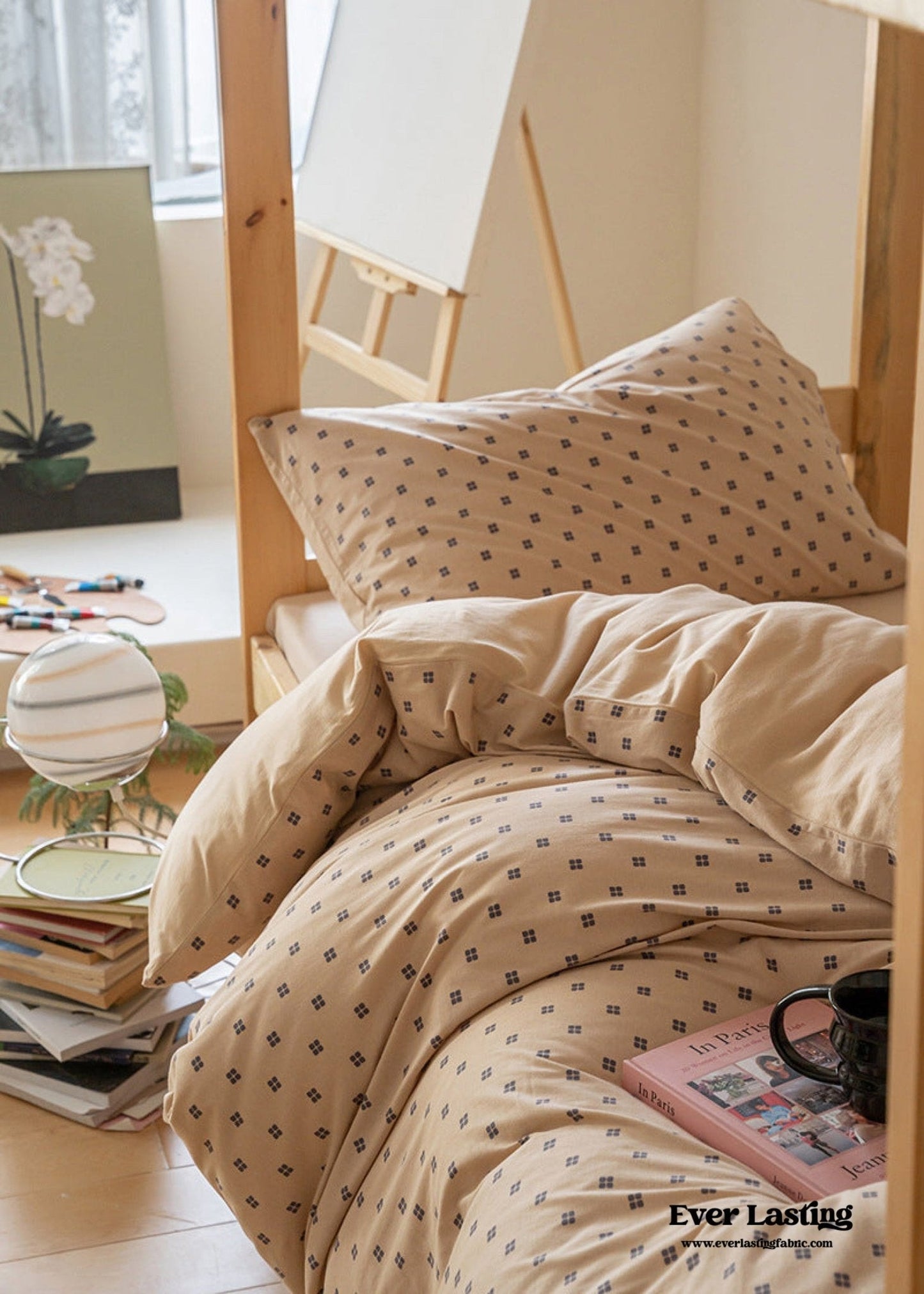 Jersey Knit Boho Twin Dorm Bedding Set / Beige Nude