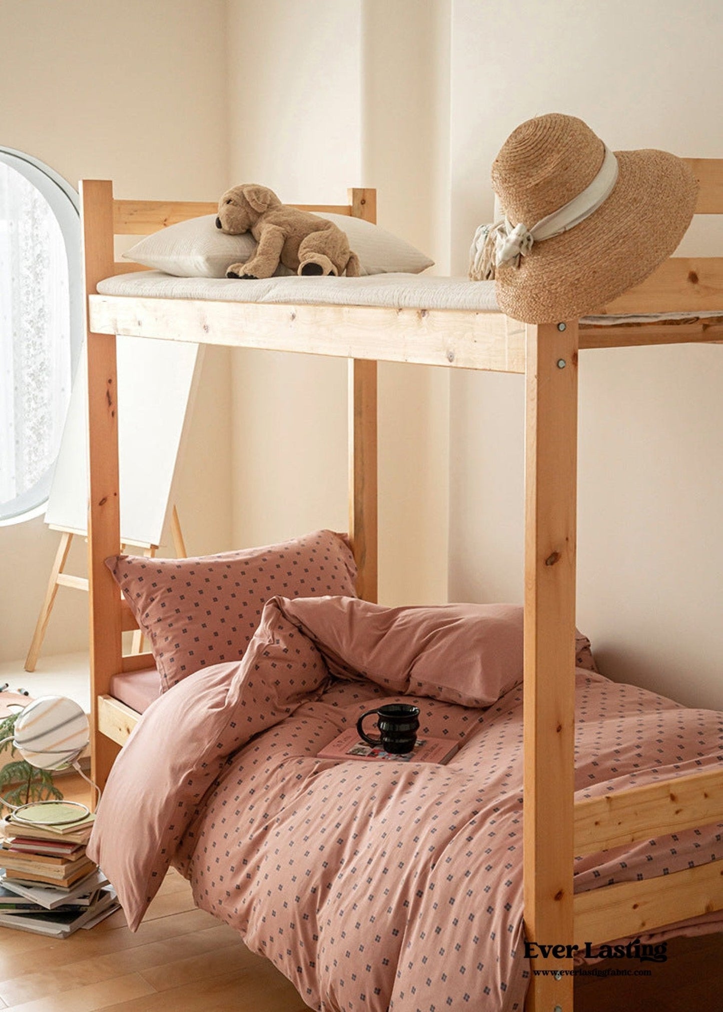 Jersey Knit Boho Twin Dorm Bedding Set / Beige Nude