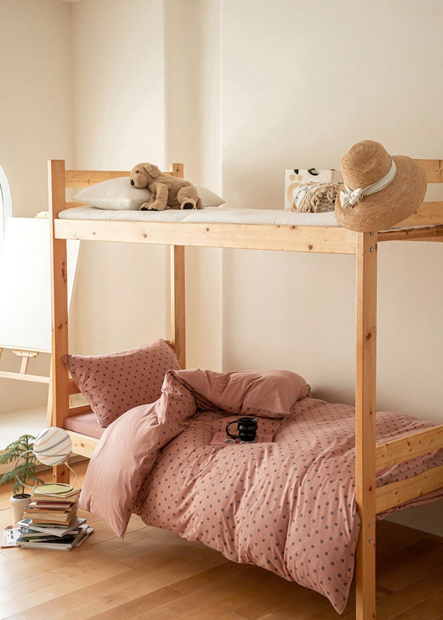 Jersey Knit Boho Twin Dorm Bedding Set / Beige Nude
