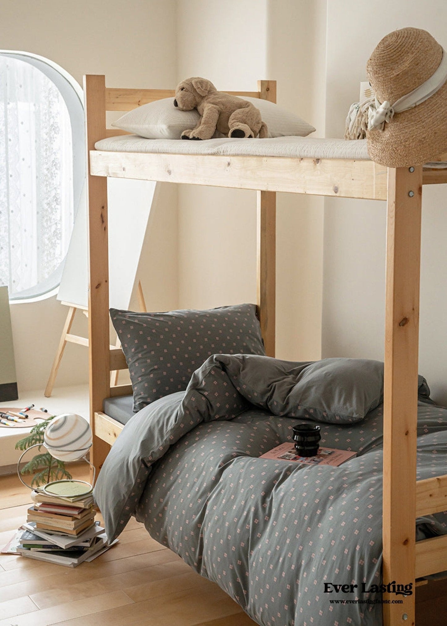 Jersey Knit Boho Twin Dorm Bedding Set / Beige Nude