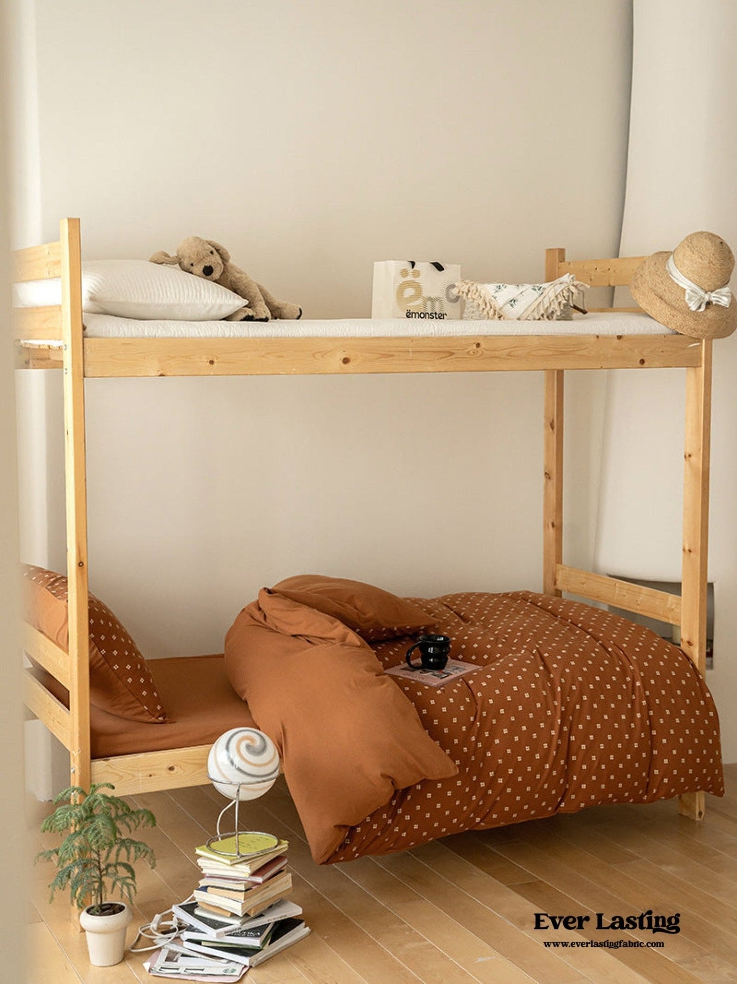 Jersey Knit Boho Twin Dorm Bedding Set / Beige Nude