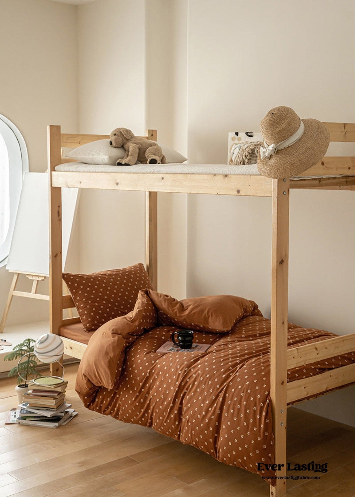 Jersey Knit Boho Twin Dorm Bedding Set / Burnt Orange