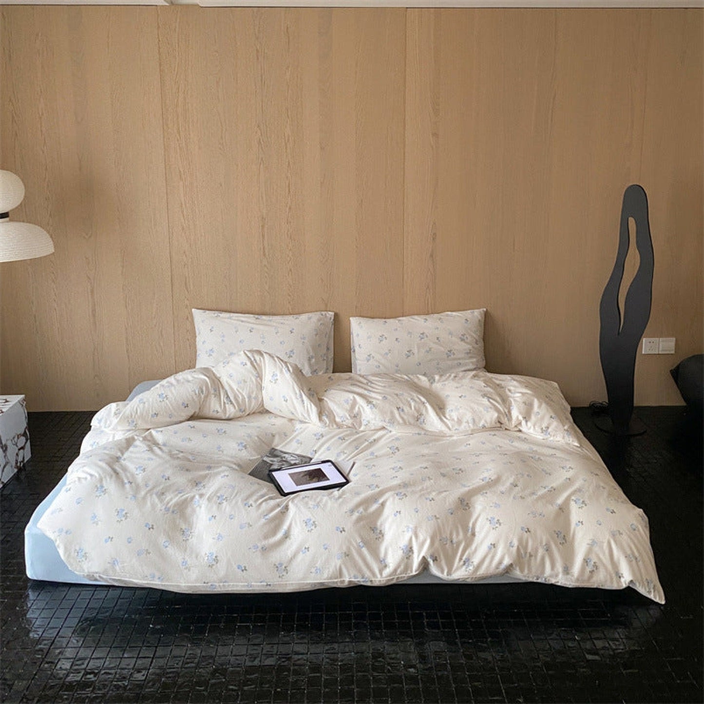 Jersey Knit Cotton Floral Bedding Set / Pink