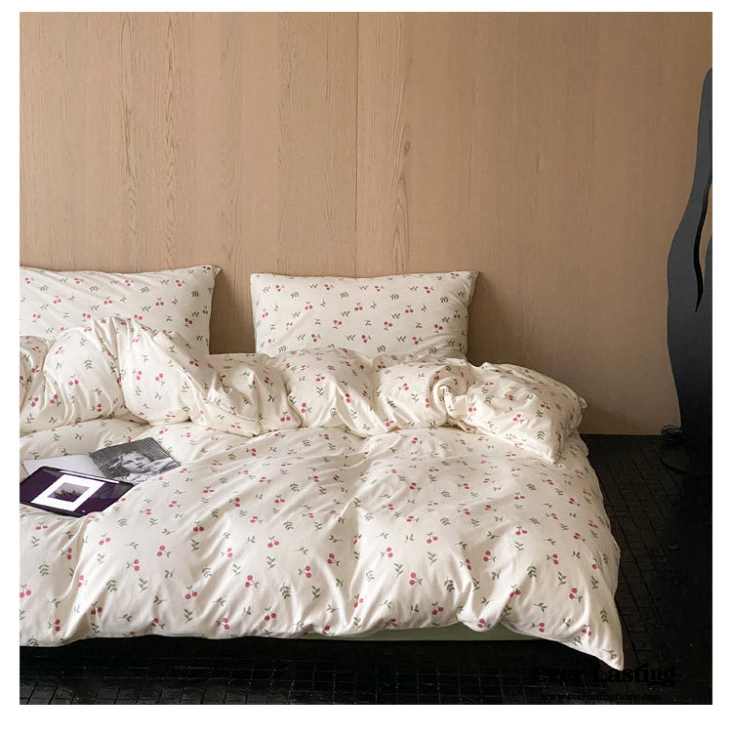 Jersey Knit Cotton Floral Bedding Set / Pink