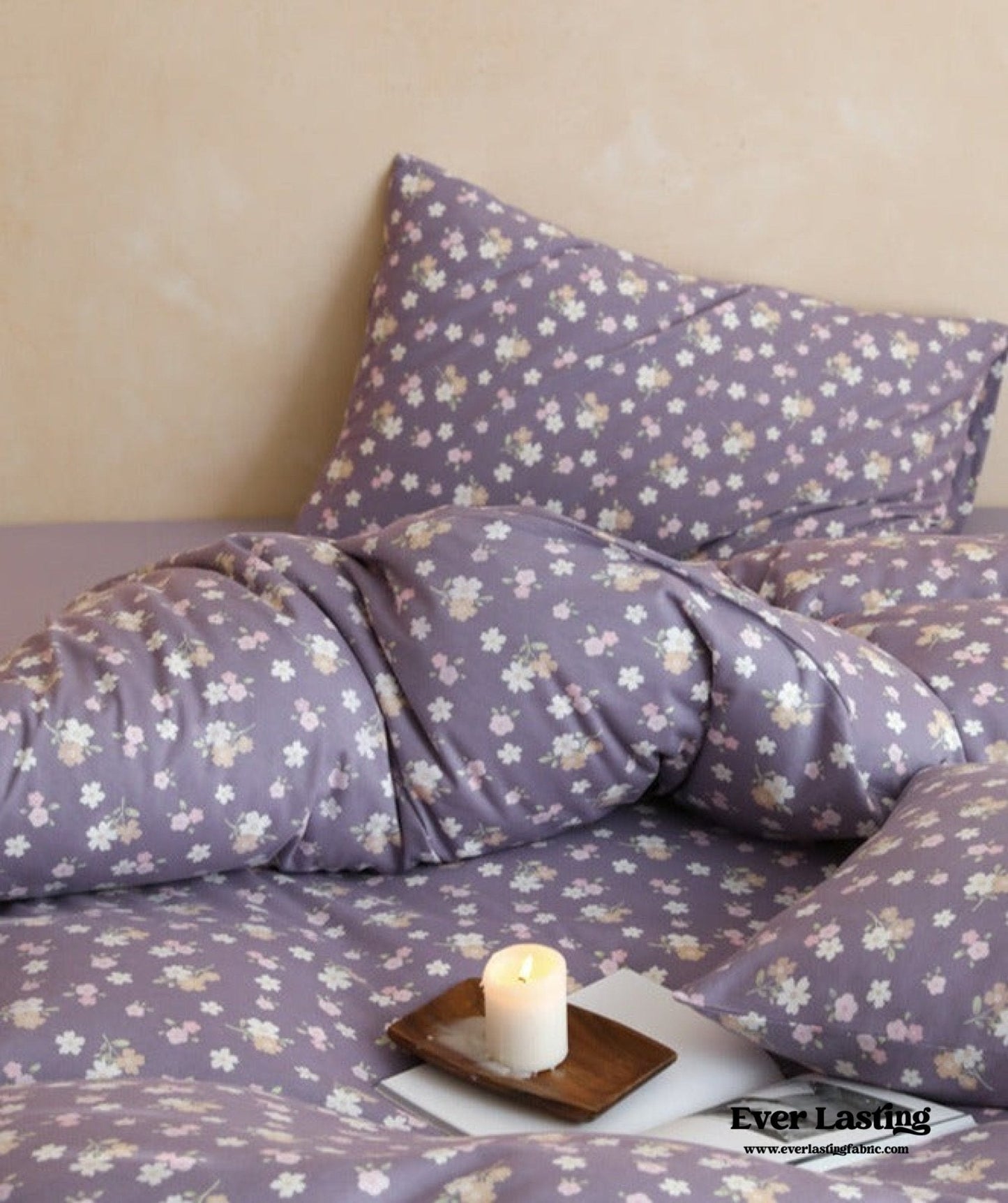 Jersey Knit Cotton Floral Bedding Set / Pink