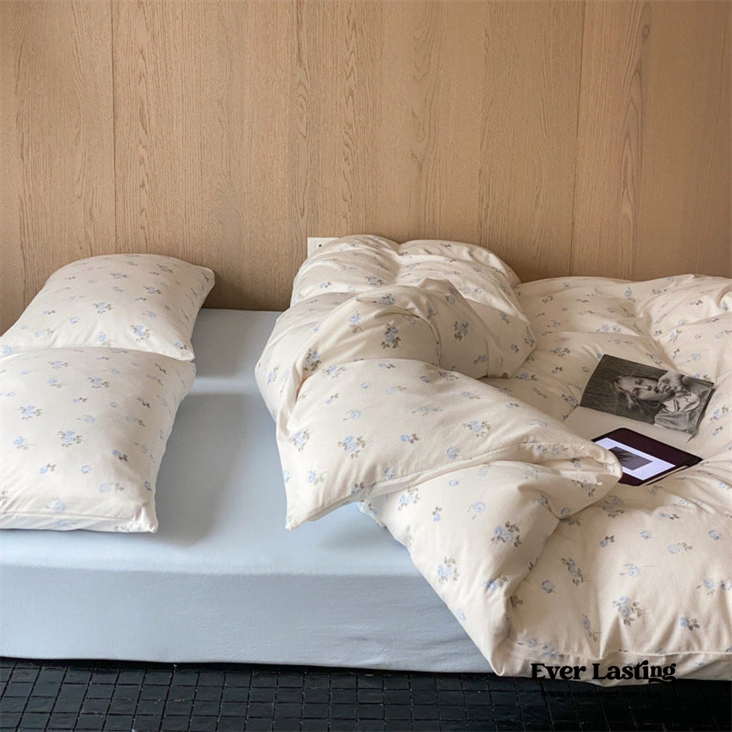 Jersey Knit Cotton Floral Bedding Set / Pink