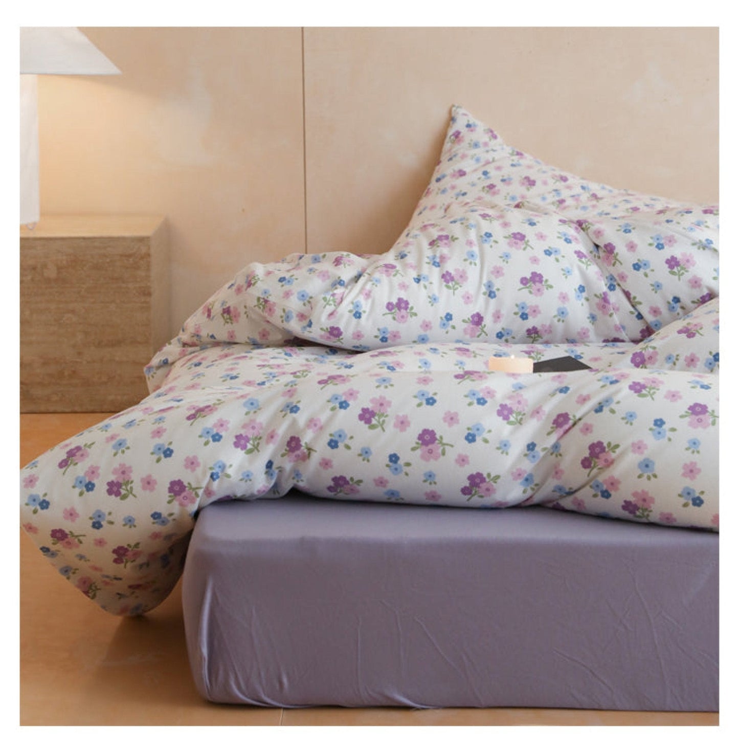 Jersey Knit Cotton Floral Bedding Set / Pink