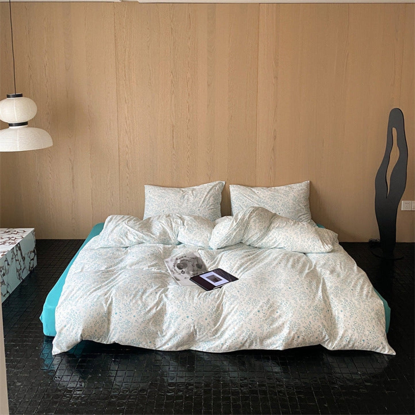 Jersey Knit Cotton Floral Bedding Set / Pink