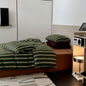 Jersey Knit Retro Stripe Bedding Set / Blue + Burgundy