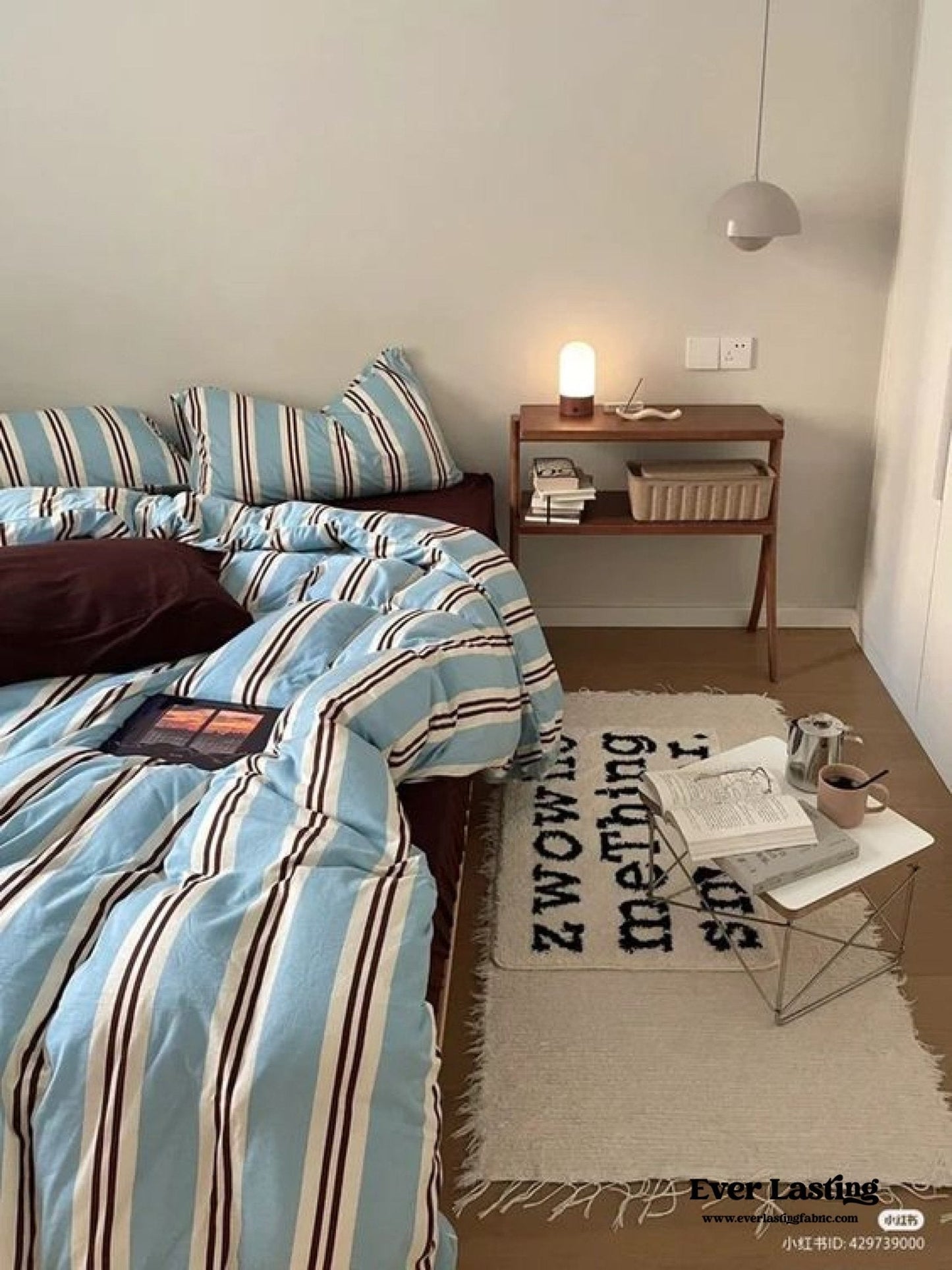 Jersey Knit Retro Stripe Bedding Set / Green + Brown