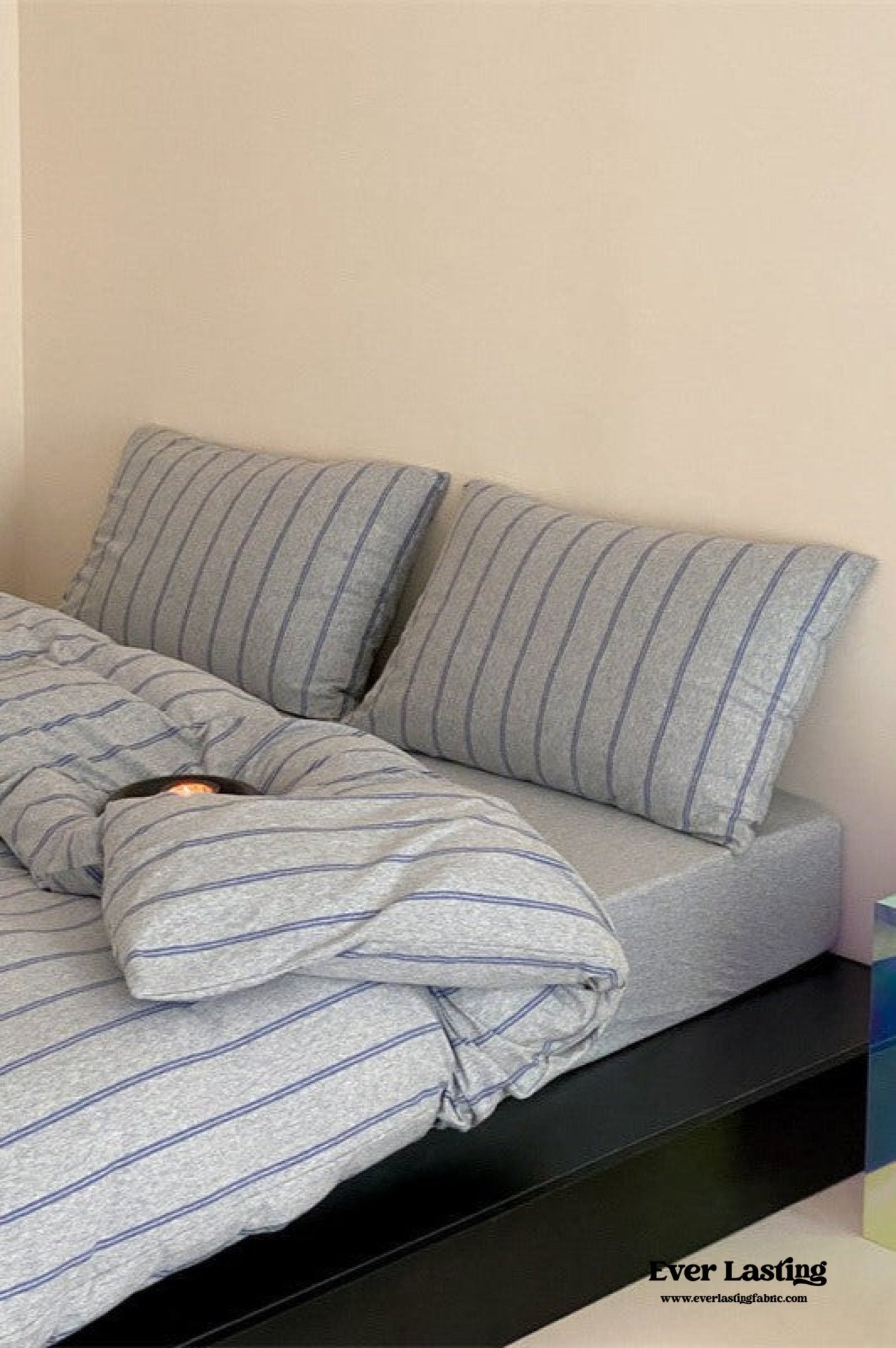 Jersey Knit Stripe Bedding Set / White Pink