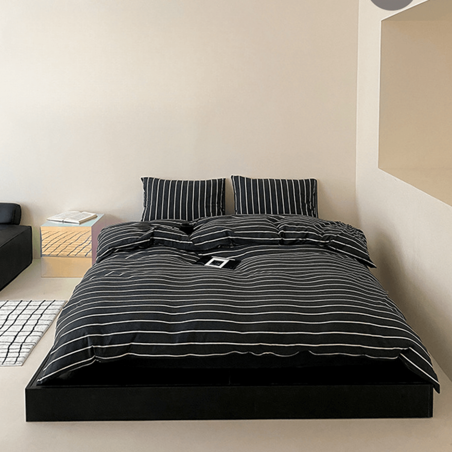 Jersey Knit Stripe Bedding Set / White Pink
