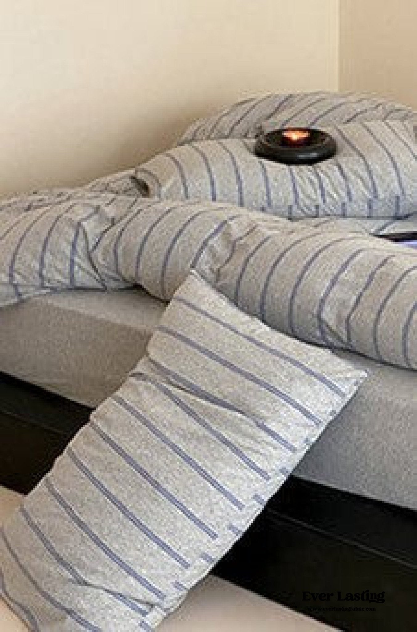 Jersey Knit Stripe Bedding Set / White Pink