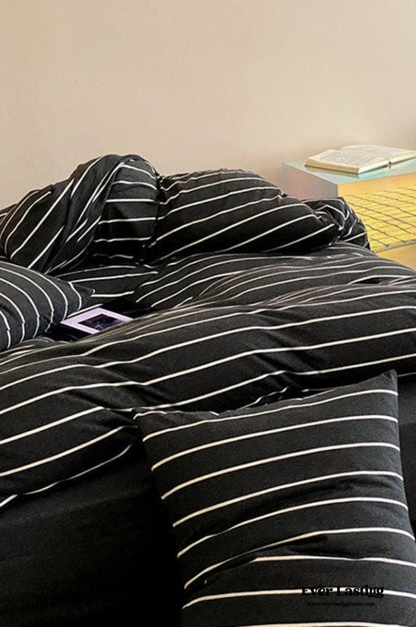 Jersey Knit Stripe Bedding Set / White Pink