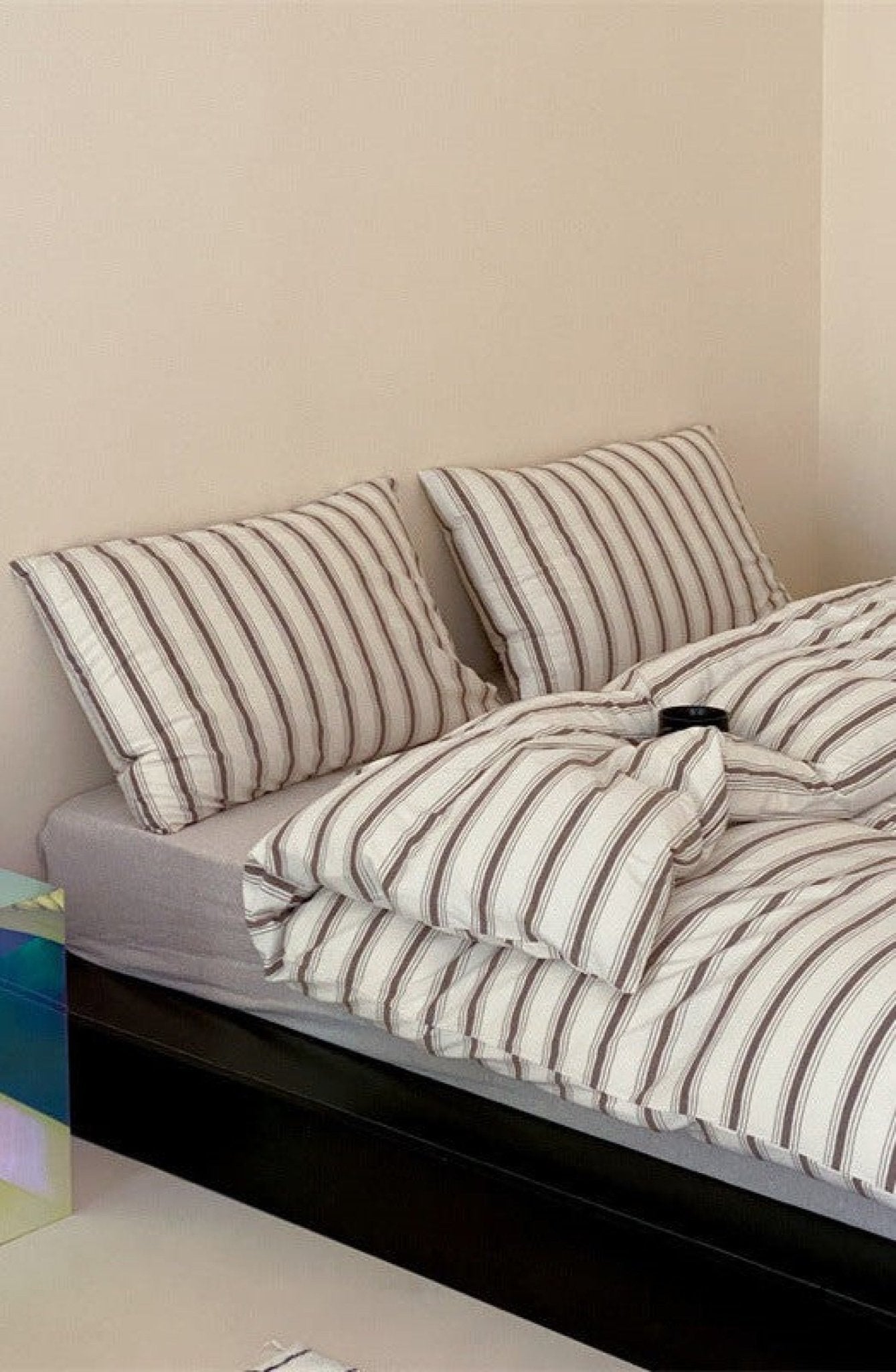Jersey Knit Stripe Bedding Set / White Pink