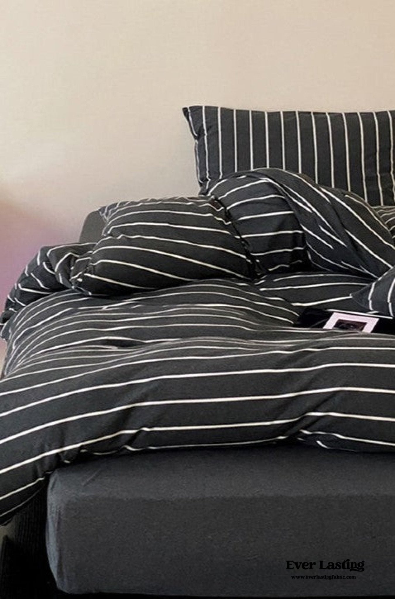 Jersey Knit Stripe Bedding Set / White Pink
