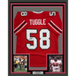 Framed Autographed/Signed Jessie Tuggle 35x39 Atlanta Red Football Jersey JSA COA