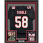 Framed Autographed/Signed Jessie Tuggle 35x39 Atlanta Black Football Jersey JSA COA