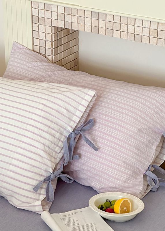 Josie Bow Tied Stripe Pillowcases / Pink