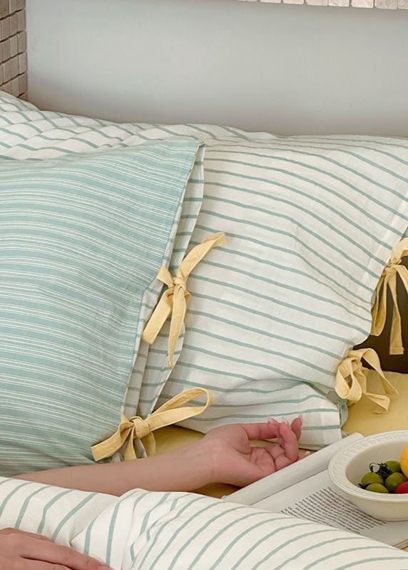 Josie Bow Tied Stripe Pillowcases / Pink