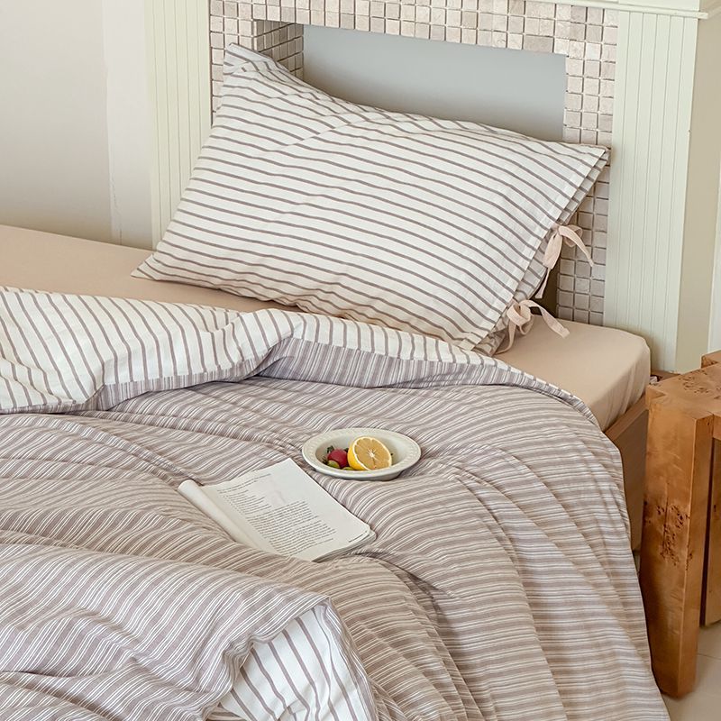 Josie Bow Tied Stripe Pillowcases / Purple