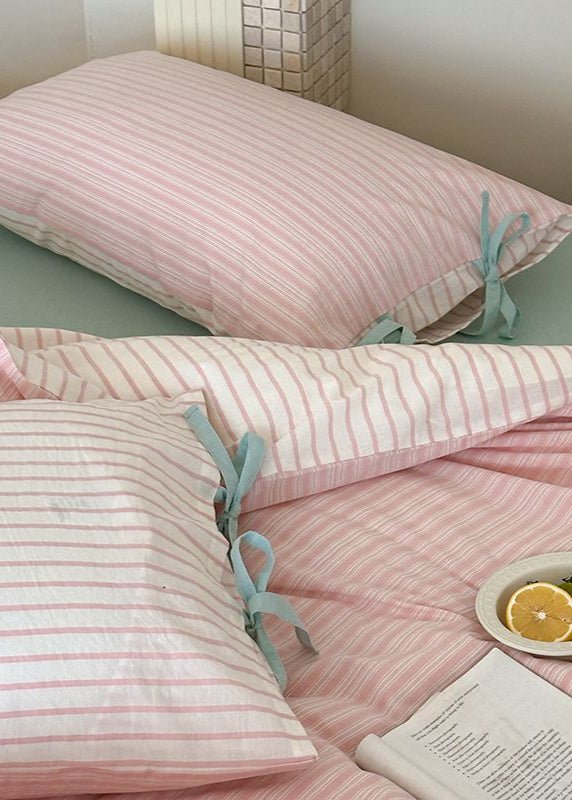 Josie Bow Tied Stripe Pillowcases / Green