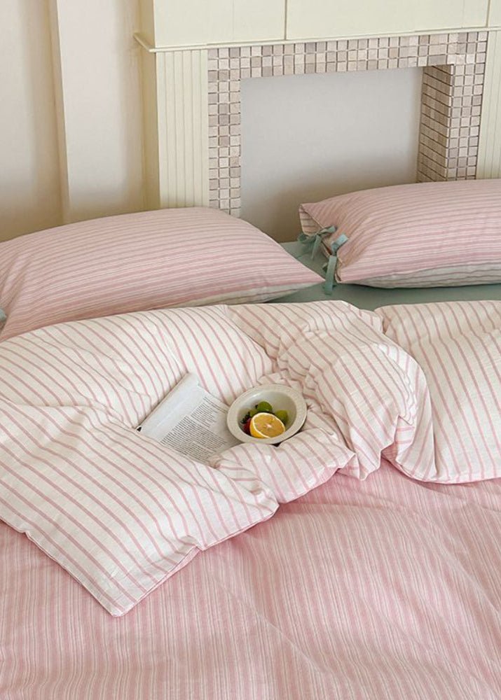 Josie Bow Tied Striped Bedding Set / Green