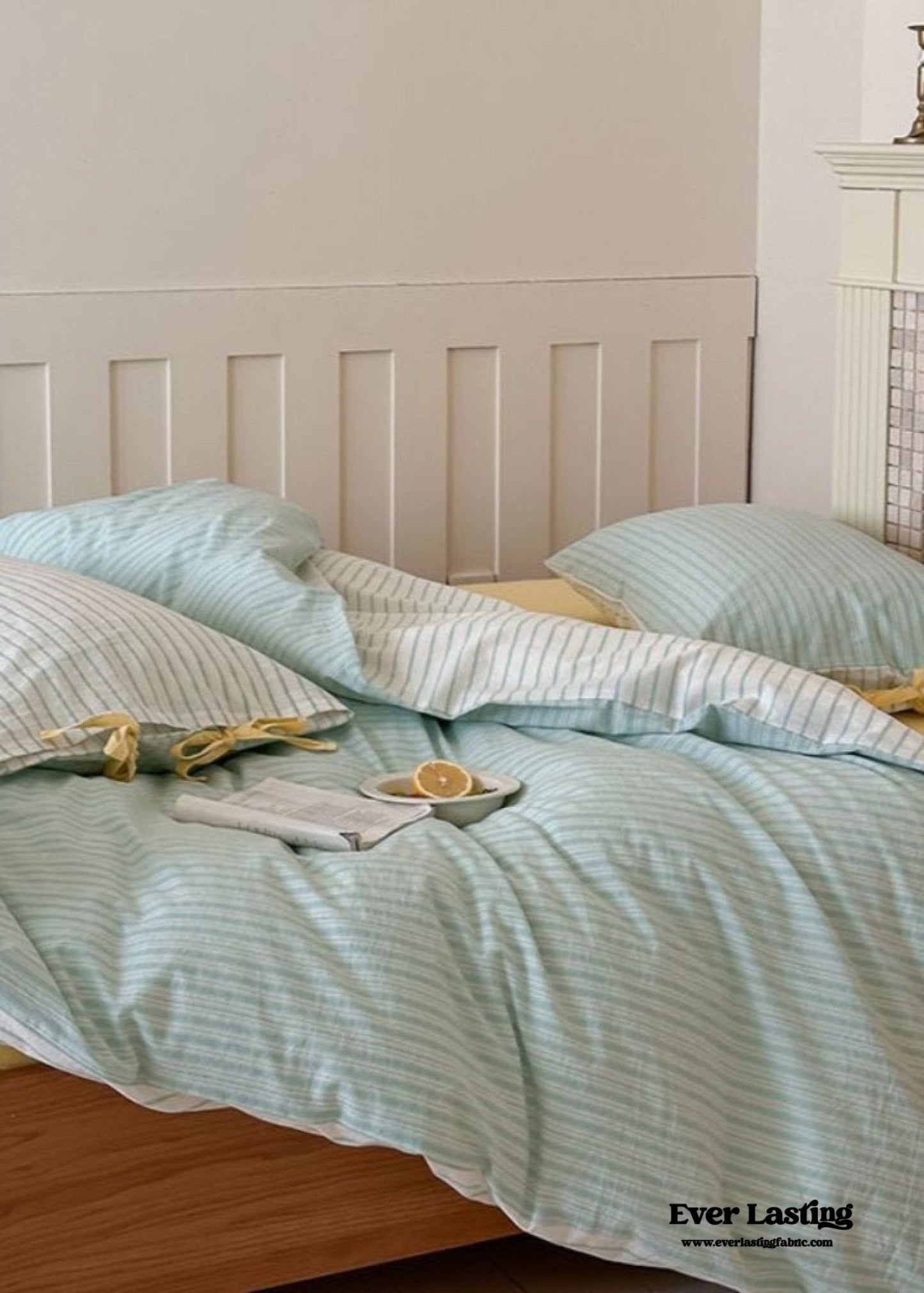 Josie Bow Tied Striped Bedding Set / Purple