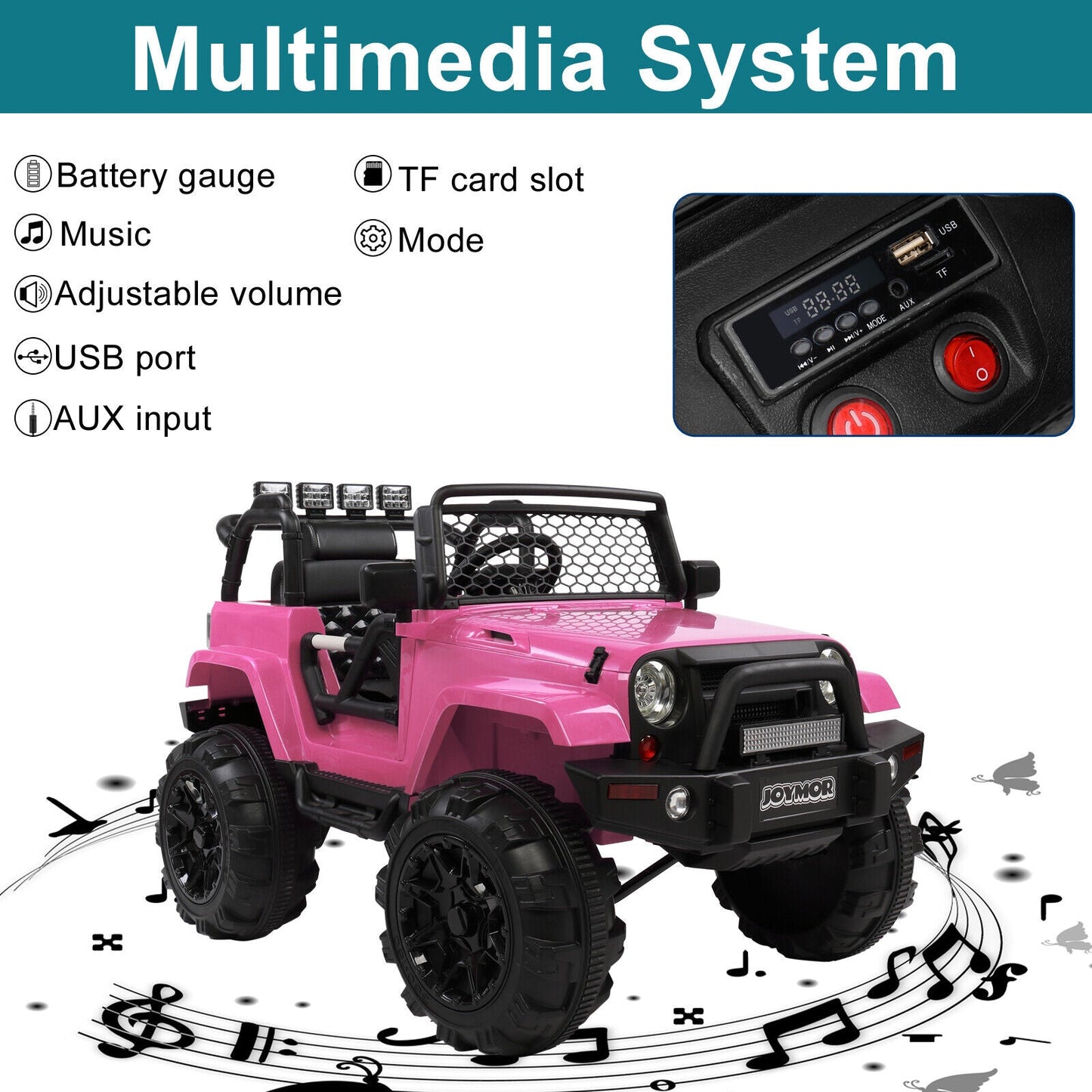 JOYMOR 12V Kids Ride on Truck with Remote Control, Spring Suspension, Music, and Horn