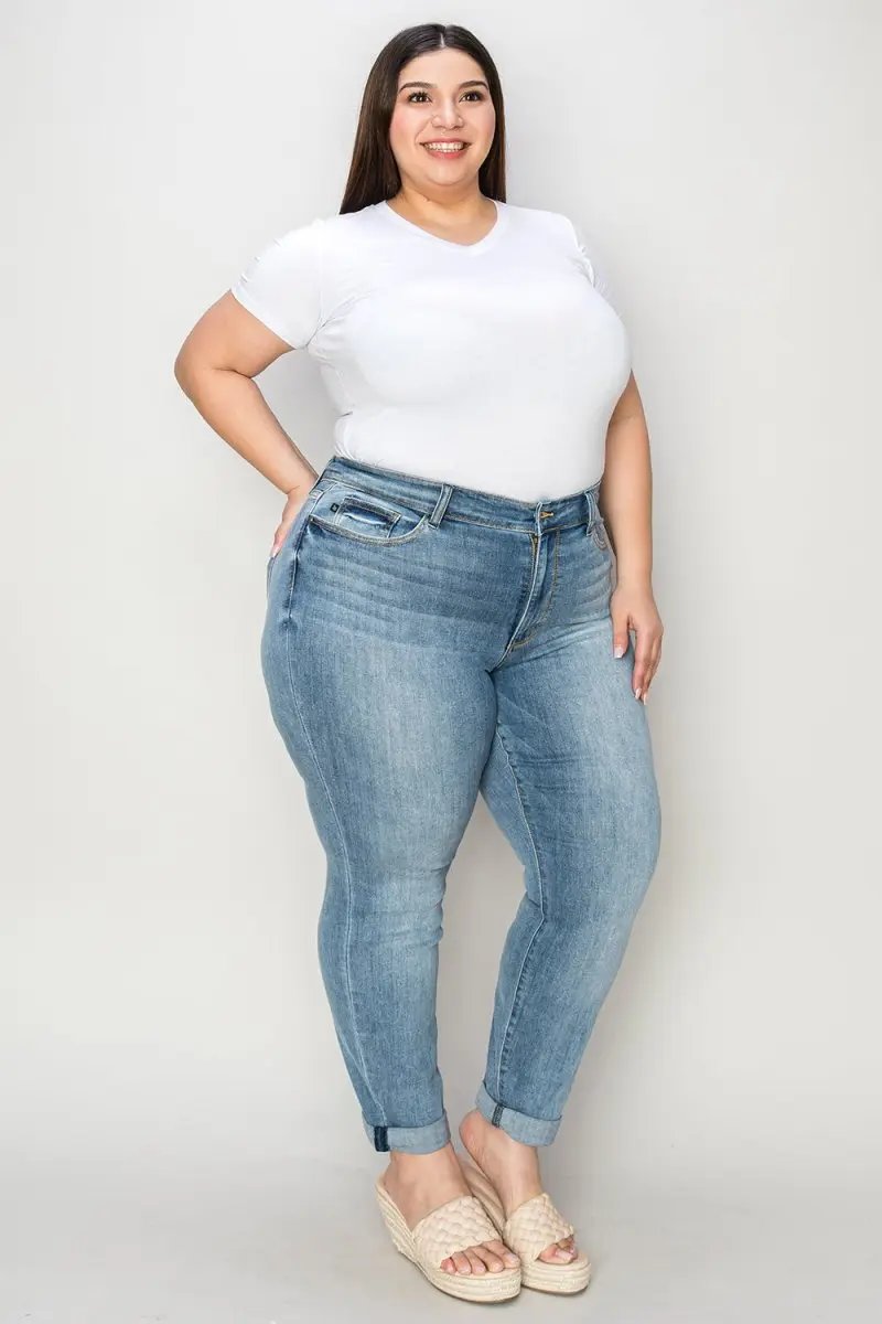Judy Blue Cuffed Jeans Women's Slim Fit Denim — Everyday Comfort