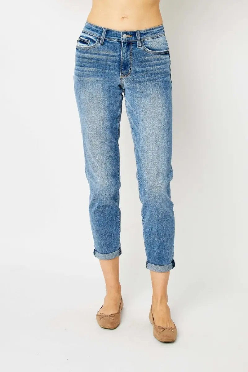 Judy Blue Cuffed Jeans Women's Slim Fit Denim — Everyday Comfort