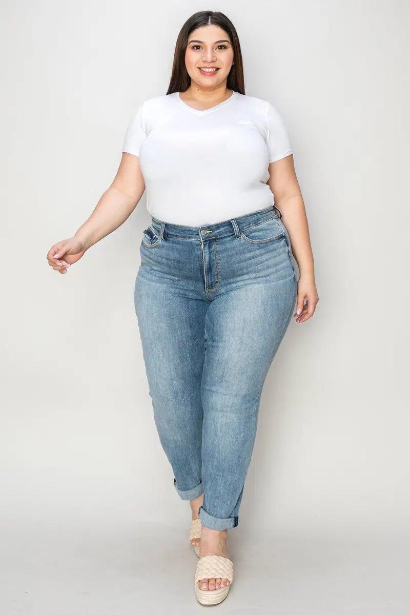 Judy Blue Cuffed Jeans Women's Slim Fit Denim — Everyday Comfort