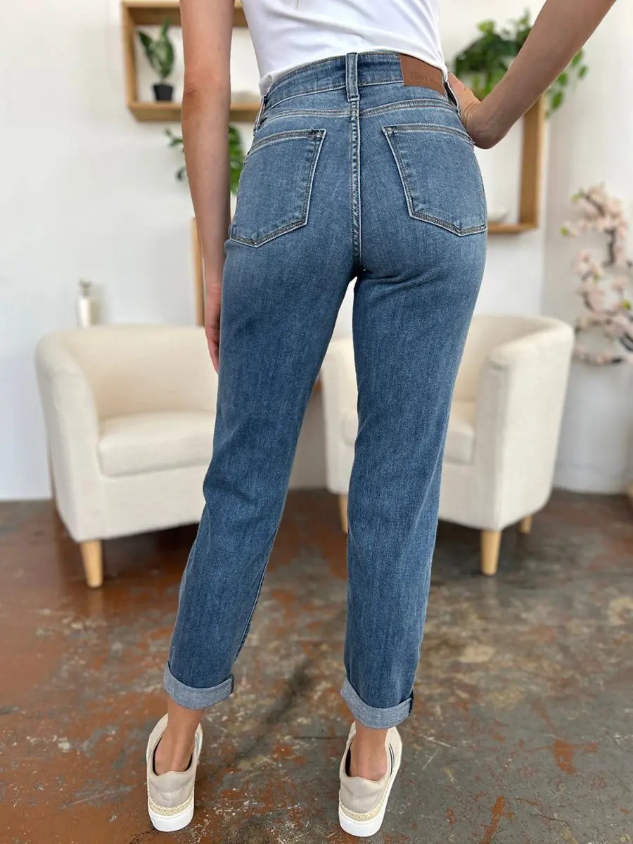 Judy Blue Cuffed Jeans Women's Slim Fit Denim — Everyday Comfort