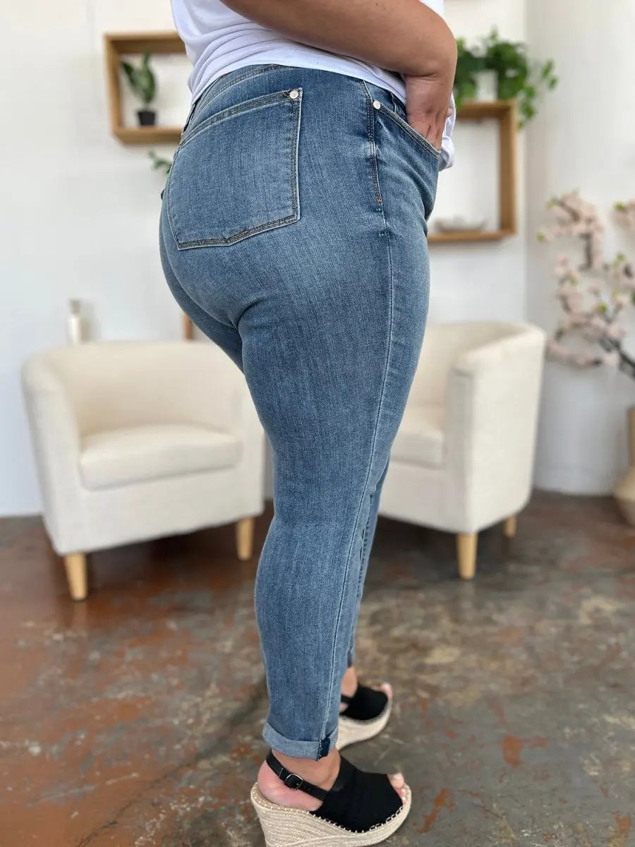 Judy Blue Cuffed Jeans Women's Slim Fit Denim — Everyday Comfort