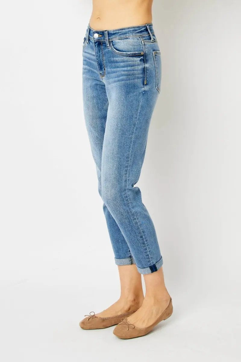 Judy Blue Cuffed Jeans Women's Slim Fit Denim — Everyday Comfort