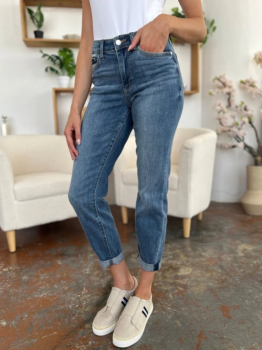 Judy Blue Cuffed Jeans Women's Slim Fit Denim — Everyday Comfort