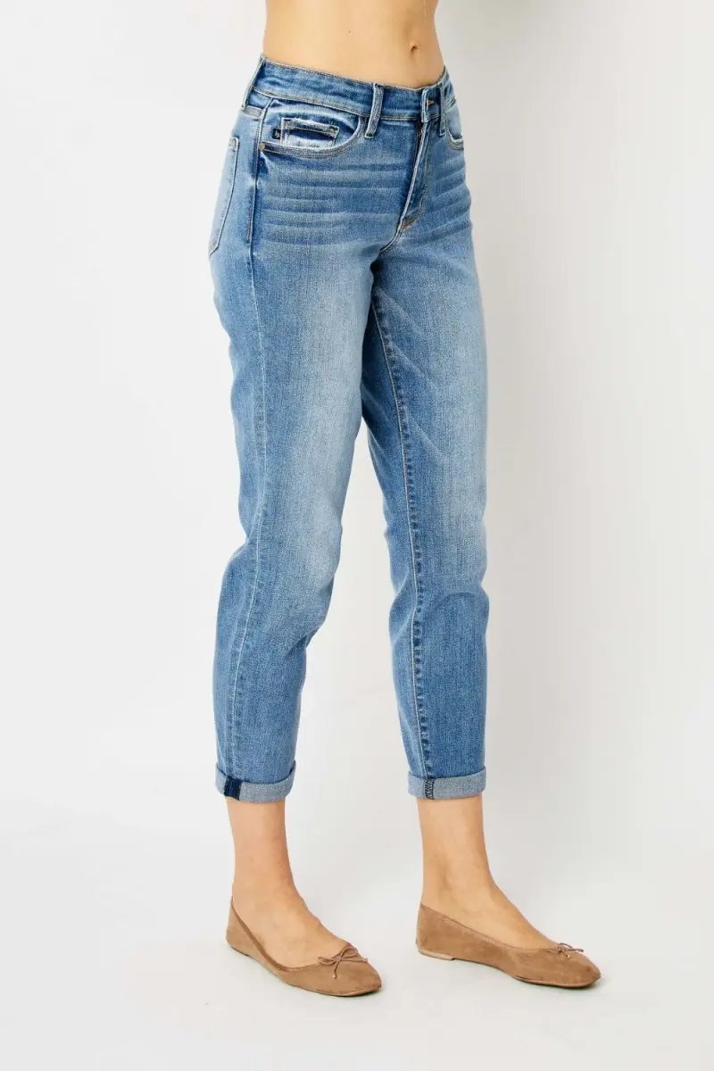 Judy Blue Cuffed Jeans Women's Slim Fit Denim — Everyday Comfort