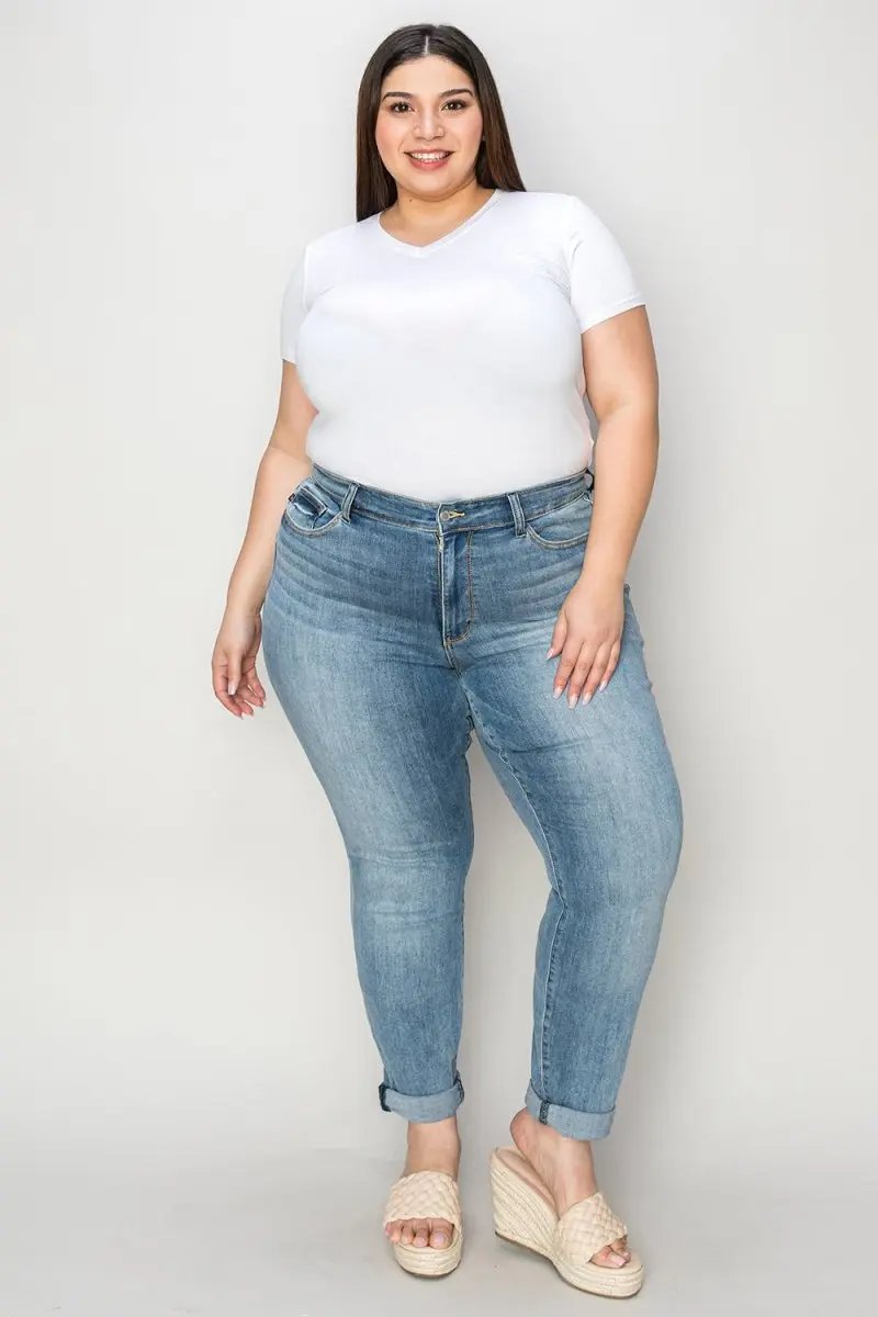 Judy Blue Cuffed Jeans Women's Slim Fit Denim — Everyday Comfort