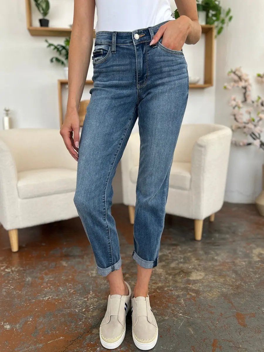 Judy Blue Cuffed Jeans Women's Slim Fit Denim — Everyday Comfort
