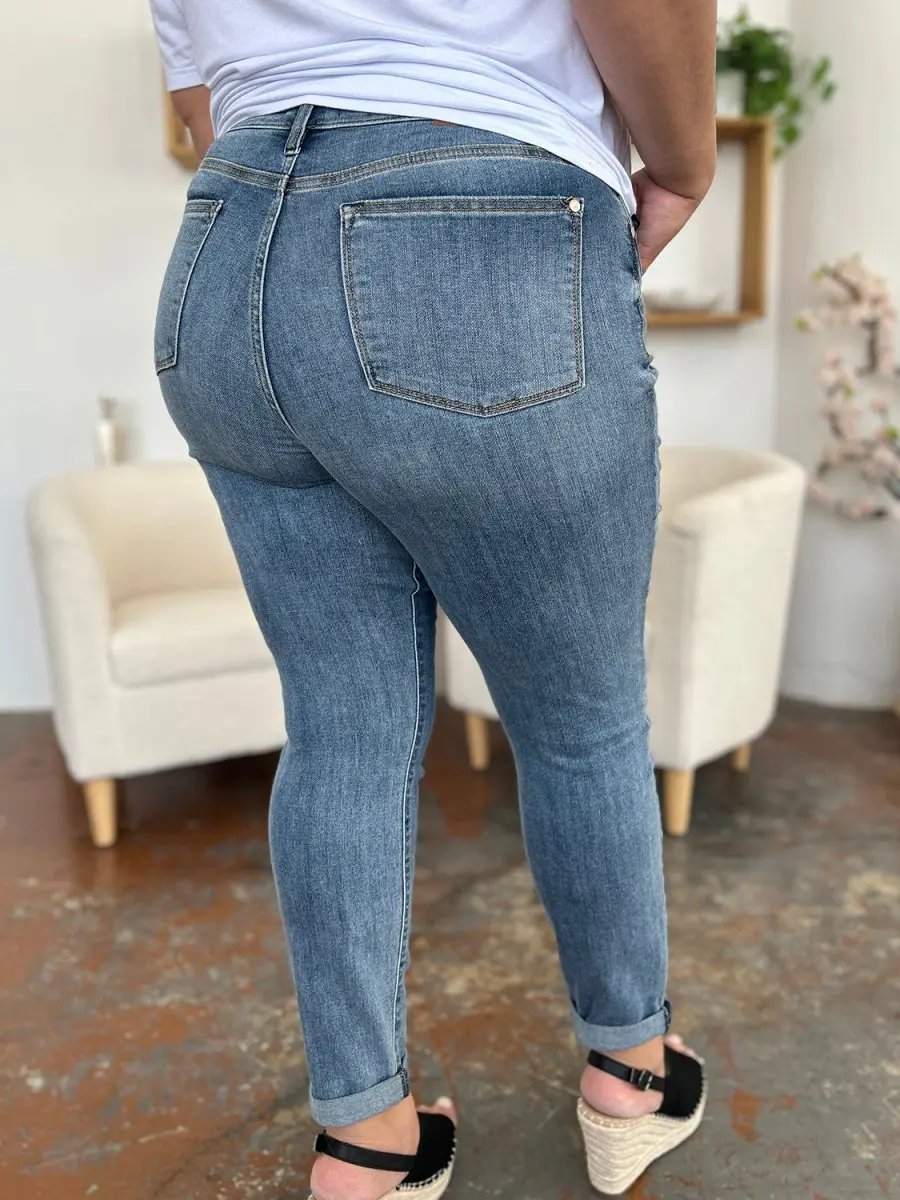 Judy Blue Cuffed Jeans Women's Slim Fit Denim — Everyday Comfort