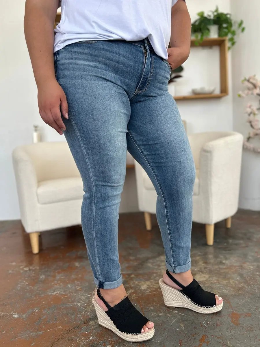 Judy Blue Cuffed Jeans Women's Slim Fit Denim — Everyday Comfort