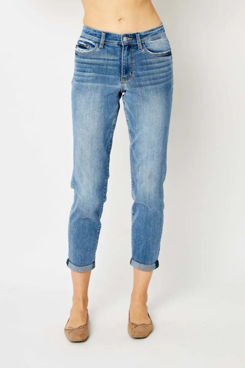Judy Blue Cuffed Jeans Women's Slim Fit Denim — Everyday Comfort