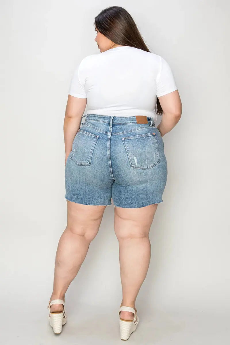 Trendsi Denim Vest High Waist Shorts Light Wash